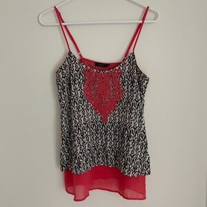THML Women's Coral Pink and Black Pattern Tank Top Size XS-S